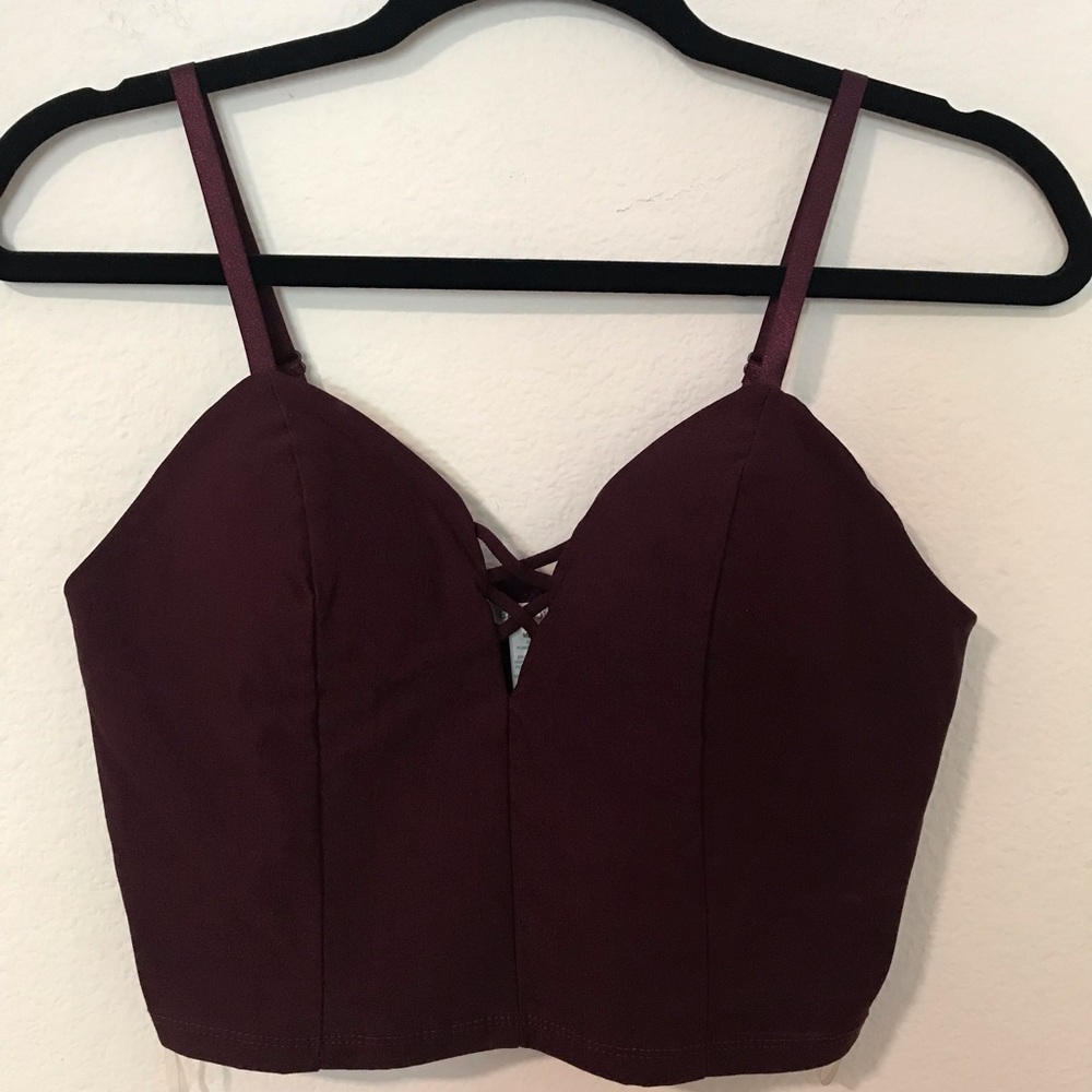 NWT Bozzolo Burgundy Cropped Bustier Tank Top
